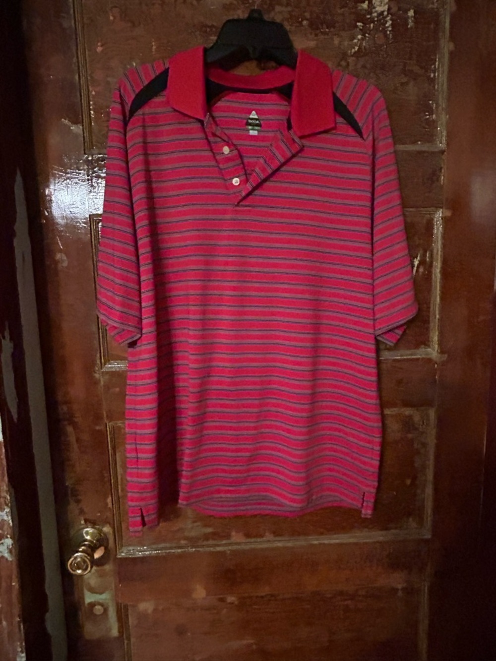 bolle Red and Gray Striped Polo Shirt